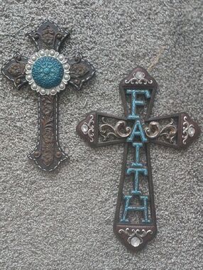 Rustic Dark Wood Wall Crosses - Set Of 2